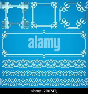 Chinese decorative vector frames and borders with oriental ornament. Oriental traditional element for design illustration Stock Vector