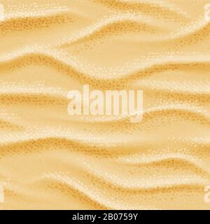 Realistic seamless vector beach sea sand background. Dry desert natural wave illustration Stock Vector