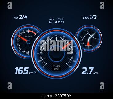 Speedometer and tachometer. Black car dashboard gauges Stock Vector ...