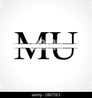 Initial MU letter Logo Design vector Template. Abstract Black Letter MU logo Design Stock Vector