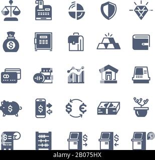 Banking finance money cash vector icons. Money and exchange currency illustration Stock Vector