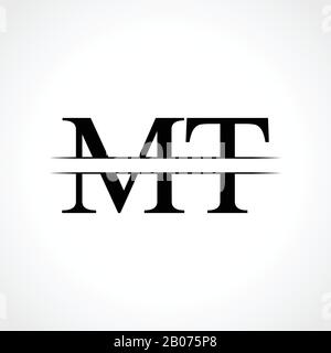 Initial MT letter Logo Design vector Template. Abstract Black Letter MT logo Design Stock Vector
