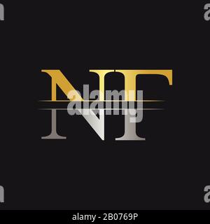 Initial Monogram Letter NF Logo Design Vector Template. NF Letter Logo Design Stock Vector