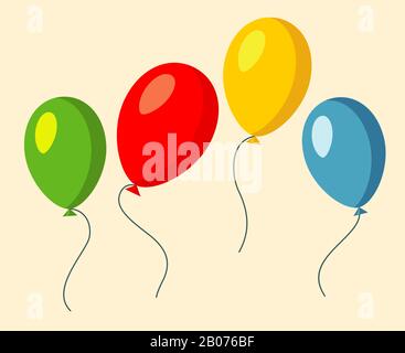 Set of four colorful baloons red green and yellow vector illustration Stock Vector