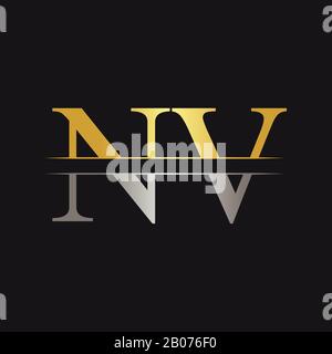 Initial Monogram Letter NV Logo Design Vector Template. NV Letter Logo Design Stock Vector