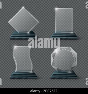 Empty glass trophy awards vector set. Empty glass trophy awards vector ...