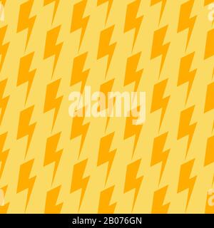 Lightnings vector seamless orange and yellow pattern. Illustration of weather background Stock Vector