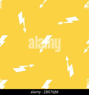 White lightnings yellow seamless pattern background. Vector illustration Stock Vector