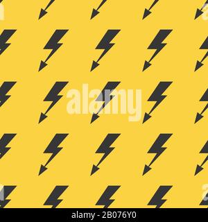 Black yellow lightnings vector pattern seamless background illustration Stock Vector