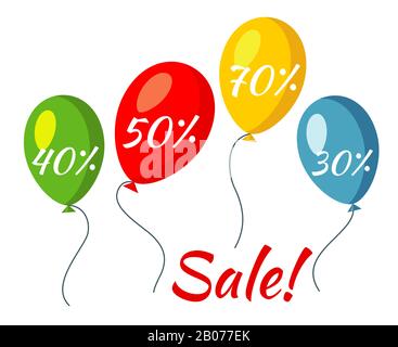 Sale colorful baloons vector illustration. Discount and promotion for retail Stock Vector