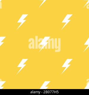 White lightnings yellow vector seamless pattern. Storm background illustration Stock Vector