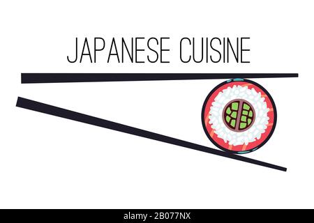 Japanese cuisine menu food logo template. Sushi bar food logo. Vector illustration Stock Vector