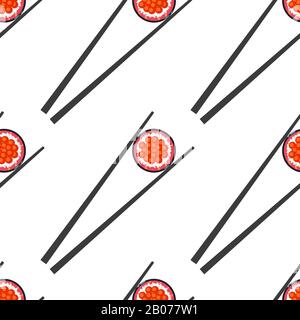 Sushi and chopsticks vector seamless pattern. Background food design roll illustration Stock Vector