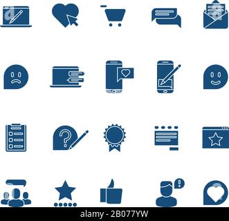 Customer experience, user rating, testimonials vector icons set. Feedback from client illustration Stock Vector