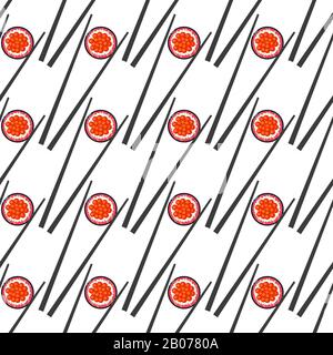 Sushi and chopsticks vector seamless pattern. Food roll background illustration Stock Vector