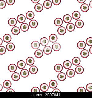 Sushi sets vector seamless pattern on white. Japanese seafood wallpaper illustration Stock Vector