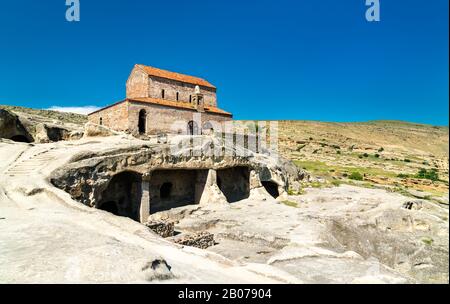 Ancient Basilica at Uplistsikhe cave town in Georgia Stock Photo