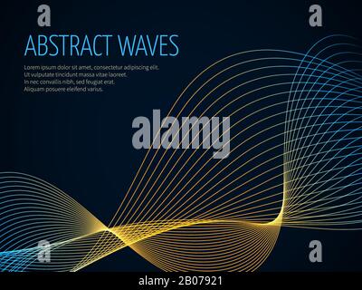 Futuristic abstract vector background with 3D illuminated sound wave. Banner and poster with color wavy structure illustration Stock Vector