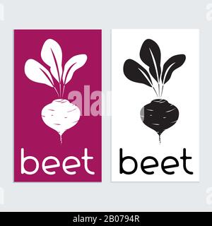 Beet logo icon sign tamplat. Beet silhouette in black and white Stock Vector