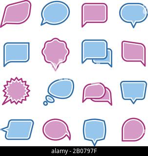 Speech bubbles, conversation, chat text dialogue icons vector set. Message dialog for communicate illustration Stock Vector