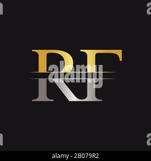 Abstract Letter RF Logo Design Vector Template. Creative Gold and ...