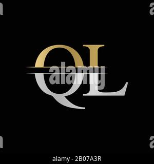 Initial Monogram Letter QL Logo Design Vector Template. Silver and Gold QL Letter Logo Design Stock Vector