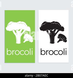 Brocoli icon logo sign tamplat. Brocoli silhouette in black and white Stock Vector