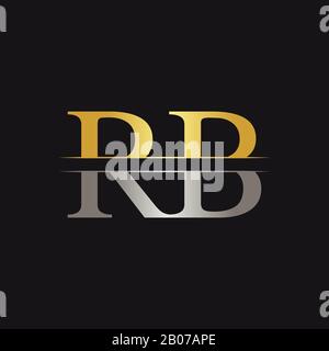 Abstract Letter RB Logo Design Vector Template. Creative Gold and Silver Colors RB Letter Logo Design Stock Vector