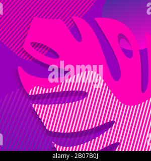 Monstera leaf in trendy pink and purple colors Stock Vector