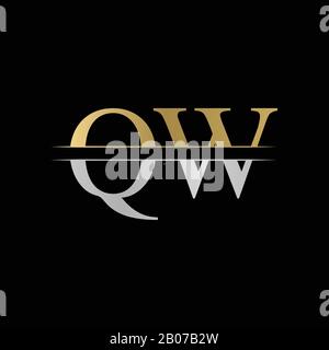 Initial Monogram Letter QW Logo Design Vector Template. Silver and Gold QW Letter Logo Design Stock Vector