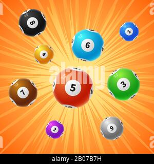 Bingo lottery balls 3d gambling vector background. Game with colored sphere illustration Stock Vector