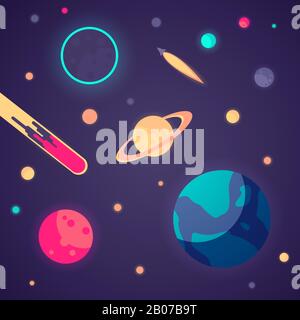 A solar system with many planets Stock Vector