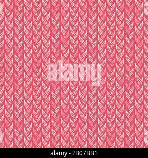 pink leaves vertical leaves stripes seamless vector pattern Stock Vector