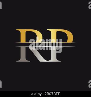 Abstract Letter RP Logo Design Vector Template. Creative Gold and Silver Colors RP Letter Logo Design Stock Vector