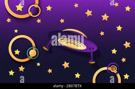 UFO or alien spacecraft flying in space Stock Vector