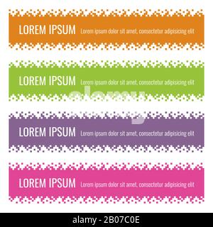 Business banners, headers, footers, titles with pixel effect vector set. Card trendy design illustration Stock Vector