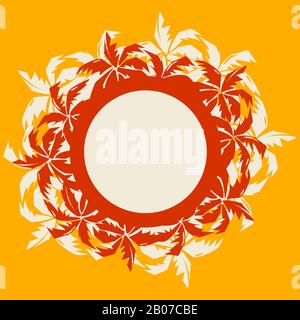 Summer palm trees tropical frame. Nature abstract emblem. Vector illustration Stock Vector