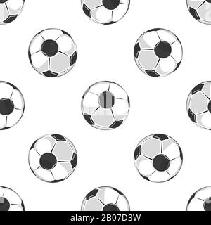 Soccer balls seamless pattern in black and white. Football or soccer game. Vector illustration Stock Vector