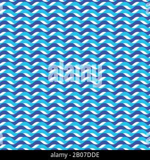 Blue ocean waves marine seamless pattern. Design sea seamless background, vector illustration Stock Vector