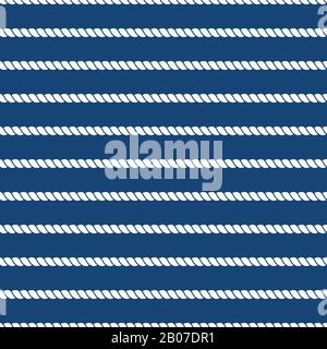 Striped nautical ropes bright seamless background. Marine style vintage, vector illustration Stock Vector