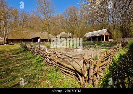 reflica of the garden of farmstead Sachsenhof dated about 800 AD, Germany, North Rhine-Westphalia, Muensterland, Greven Stock Photo