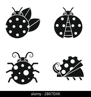 Black silhouette ladybugs on white background. Ladybug in monochrome style. Vector illustration Stock Vector