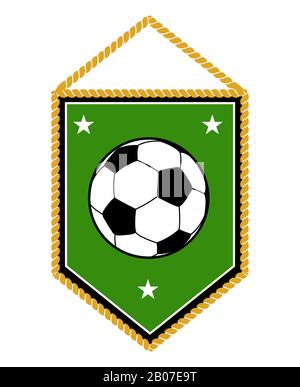 Green soccer pennant isolated on white background. Football banner vector illustration Stock Vector