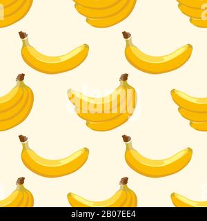 Yellow vector banana seamless background pattern. Sweet tropical fruit illustration Stock Vector