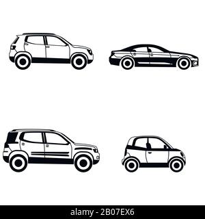 Black car type in simple style isolated on white background. Vector illustration Stock Vector