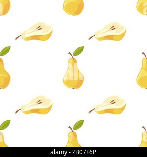 Vector pears and slices seamless pattern. Background with sweet fruit illustration Stock Vector