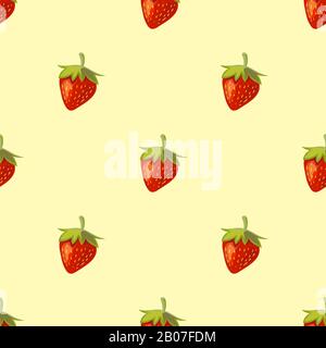 Red vector strawberries seamless pattern. Useful sweet dessert illustration Stock Vector