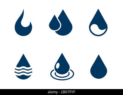 Set of vector water drops isolated on white background. Collection of logo illustration Stock Vector