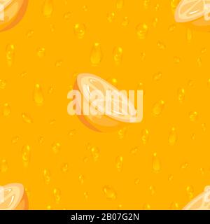 Vector bright orange seamless pattern. Background with citrus fruit illustration Stock Vector