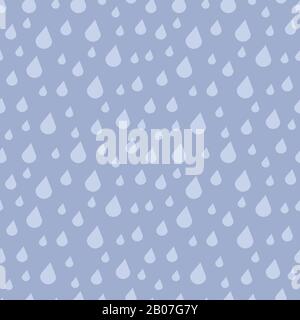 Vector falling rain drops seamless pattern. Illustration of rainy weather Stock Vector